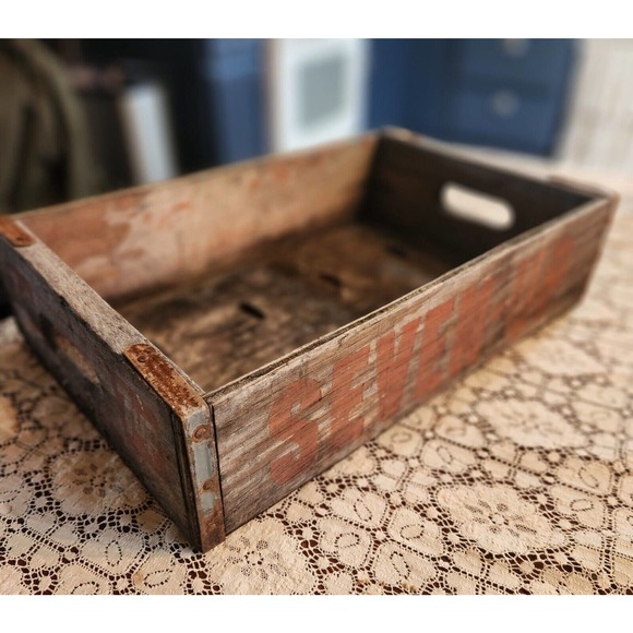 7-Up Other - Old 7-up Wooden Crate, Shelf, Display. 18x10 Approx